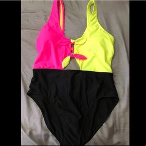 XL One Piece Neon Swimsuit